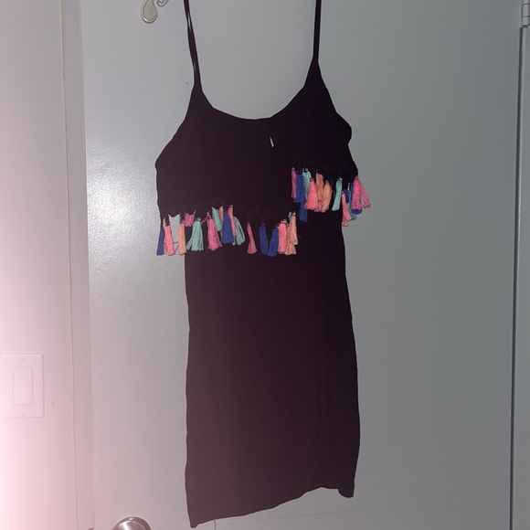 ASOS Cami Beach Dress with Multi Colored Tassel Trim - Black (US Size 6) - Picture 8 of 8